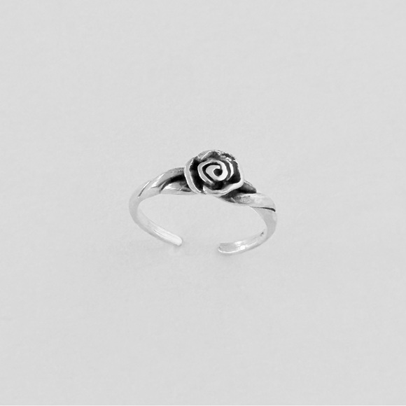 Sterling Silver Rose Toe Ring, Silver Rings, Flower Ring, Love Roses, Flowers - Picture 9 of 13